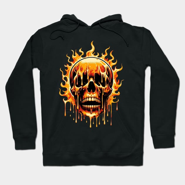 a drippy skull on fire Hoodie by Arteria6e9Vena